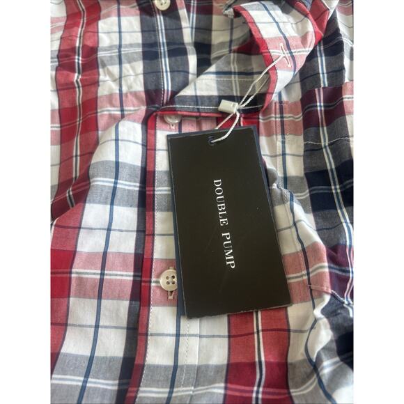 Double Pump 2XL Mens Button Down Shirts Cotton Long Sleeve Shirts - Plaid - NWT - Picture 7 of 11